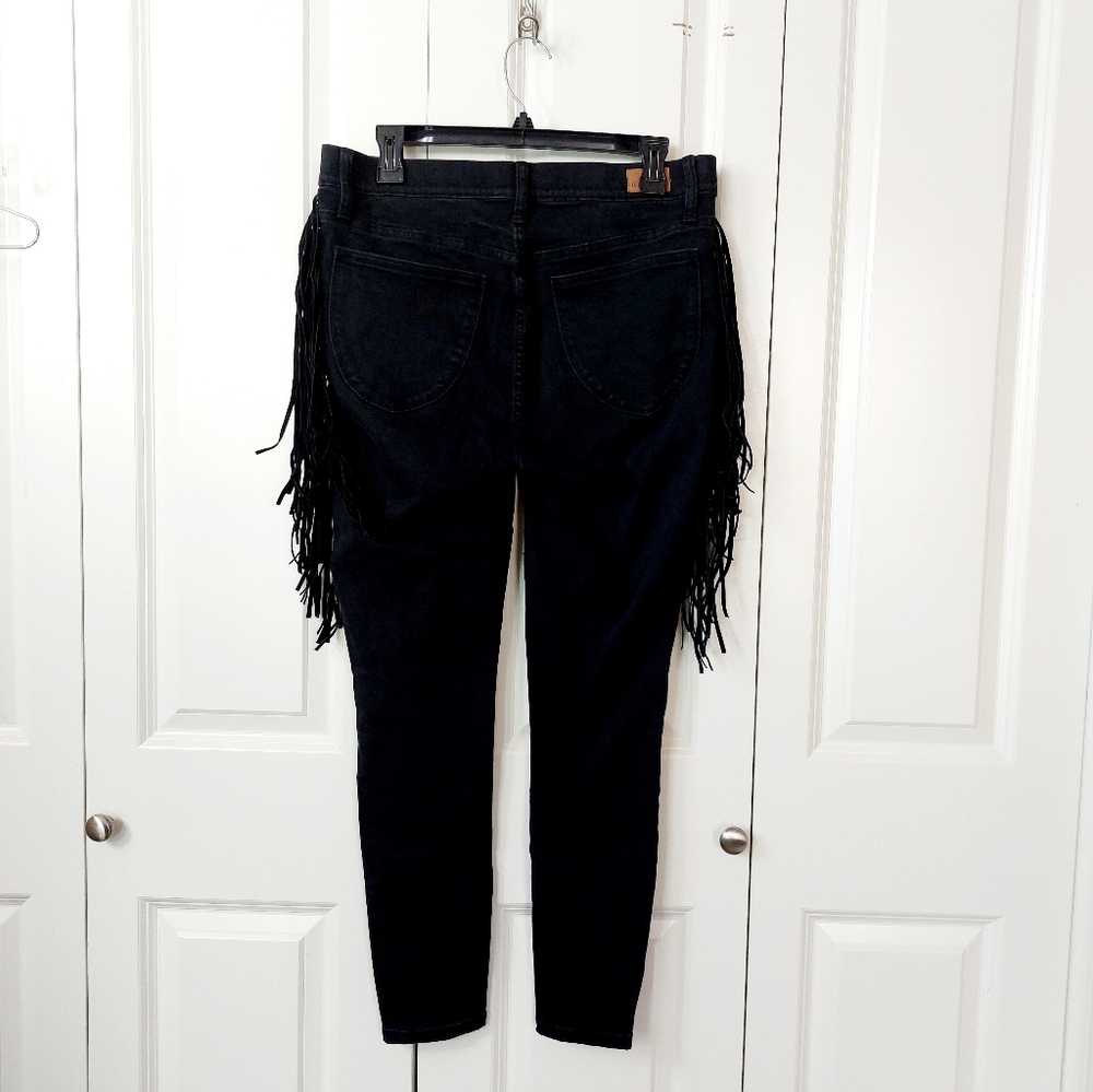 Grey/Black Western Fringe Jeans Skinny Fit Judy Blue 11/30 #JB88497 Cowgirl - Picture 3 of 9